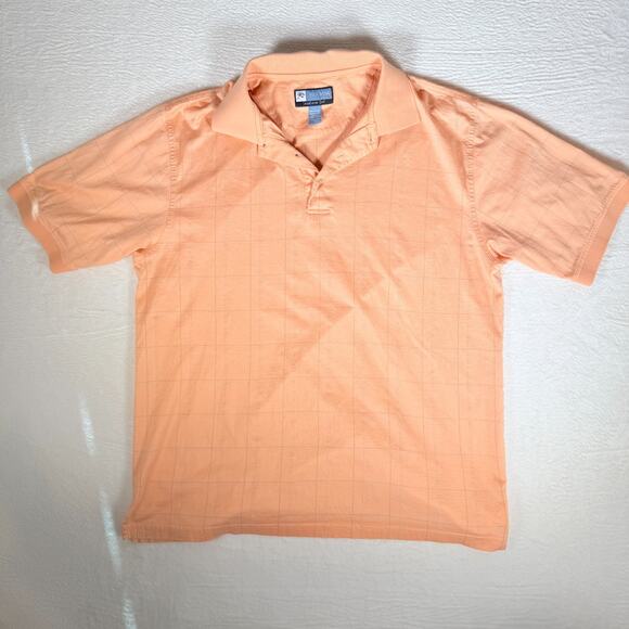 Jos A Bank Leadbetter Golf Polo Shirt Peach Grid Pattern On Course Apparel Golf - Picture 1 of 5